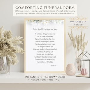 Printable Funeral Poem Digital Download | Memorial Service Poem | In Loving Memory | Funeral Reading | Sympathy Gift | Instant Download