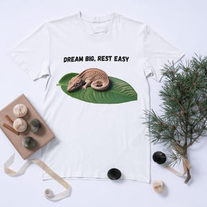 ドリームビッグレストイージーTシャツ、葉の上で眠るヤモリのシャツ、爬虫類愛好家へのギフト