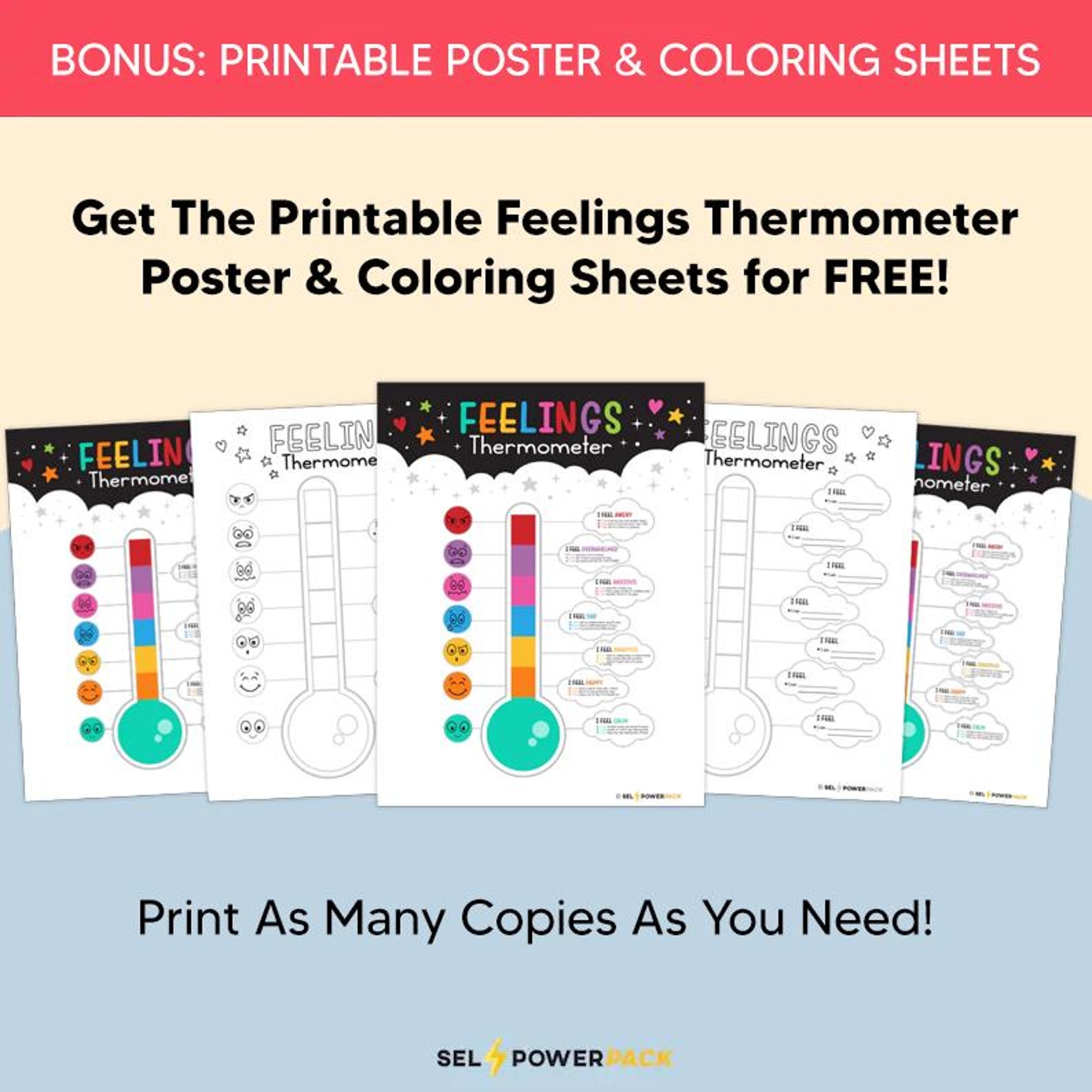 Feelings Thermometer Worksheets – SEL Tool for Kids (printable) - Etsy