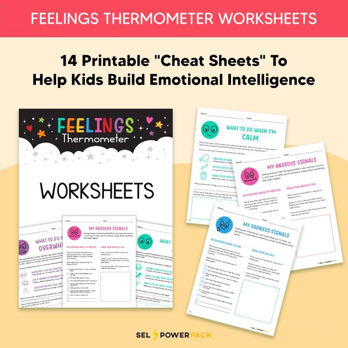 Feelings Thermometer Worksheets – SEL Tool for Kids (printable) - Etsy