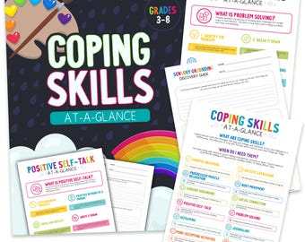 Coping Skills at a Glance – 13 Printable Cheat Sheets for Kids, Emotions Awareness & Classroom Activities