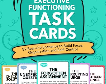 Executive Functioning Task Cards – SEL Flash Cards, Emotional Regulation, Stress Relief, Organization, Focus Building, Therapy Tool