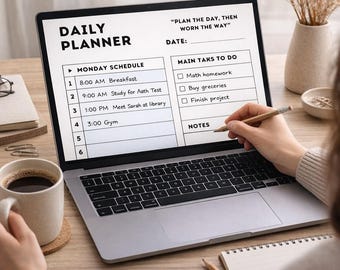 Daily & Weekly Planner Bundle | Fillable PDF Digital Planner | Modern Minimalist
