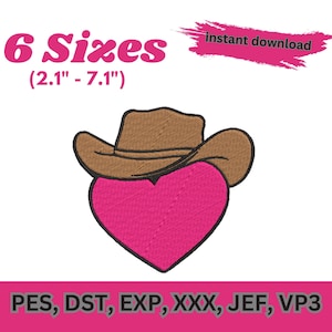 Cowboy Hat Embroidery Design – Western Machine Embroidery – Cowgirl Hat Digital File – Mini Cowboy Hat – Filled Stitch Embroidery Pattern