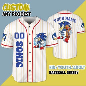 Camiseta de béisbol de Sonic The Hedgehog de Disney, camiseta personalizada de Sonic de Disney, camiseta de fiesta de Sonic, camisetas de béisbol de Disney de equipos