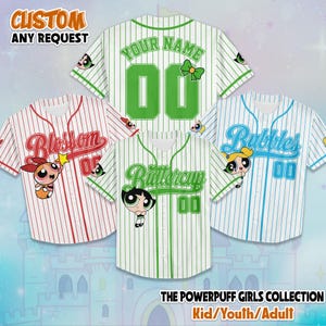Personalized The Powerpuff Girls Collection Baseball Jersey, Custom The Powerpuff Girls Jersey Shirt, Disney Shirt, Magic Kingdom Shirt