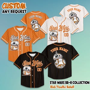 Personalized Star Wars BB-8 Baseball Jersey, Disney Star Wars BB-8 Baseball Jersey, Star Wars Jersey Shirt, Disney Birthday Gift