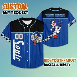 Camiseta de béisbol personalizada de cumpleaños de Sonic, camiseta de béisbol personalizada de Sonic The Hedgehog, camiseta de Sonic The Hedgehog.
