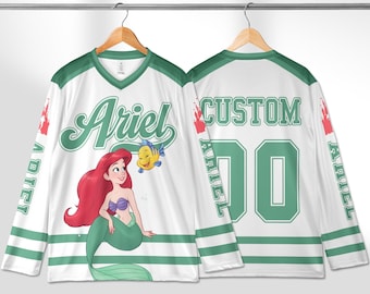 Personalized Ariel Hockey Jersey, Custom The Little Mermaid Shirt, Disney Princess Hockey Outfit, Cute Ocean Themed Hockey Gift