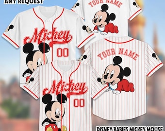 Personalized Disney Babies Mickey Mouse Baseball Baseball Jersey, Custom Mickey Mouse Baseball Jersey, Disneyland Baseball Team Outfit