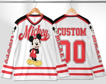 Mickey Mouse Hockey Jersey,  Mickey Hockey Jersey,  Mickey Hockey Fan Lover Gift, Family Vacation Matching Outfit