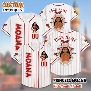 Personalisierte Coquette Disney Prinzessin Moana Baseball Baseball Jersey, Custom Moana Baseball Jersey, Disneyland Baseball Team Outfit