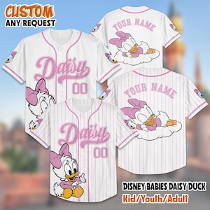 Personalisierte Disney Babys Daisy Duck Baseball Jersey, Benutzerdefinierte Daisy Duck Jersey Shirt, Geburtstagsgeschenk, Disneyland Baseball Team Outfit