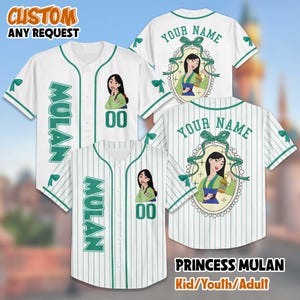 Personalized Coquette Disney Princess Mulan Baseball Baseball Jersey, Custom Mulan Baseball Jersey, Disneyland Baseball Team Outfit