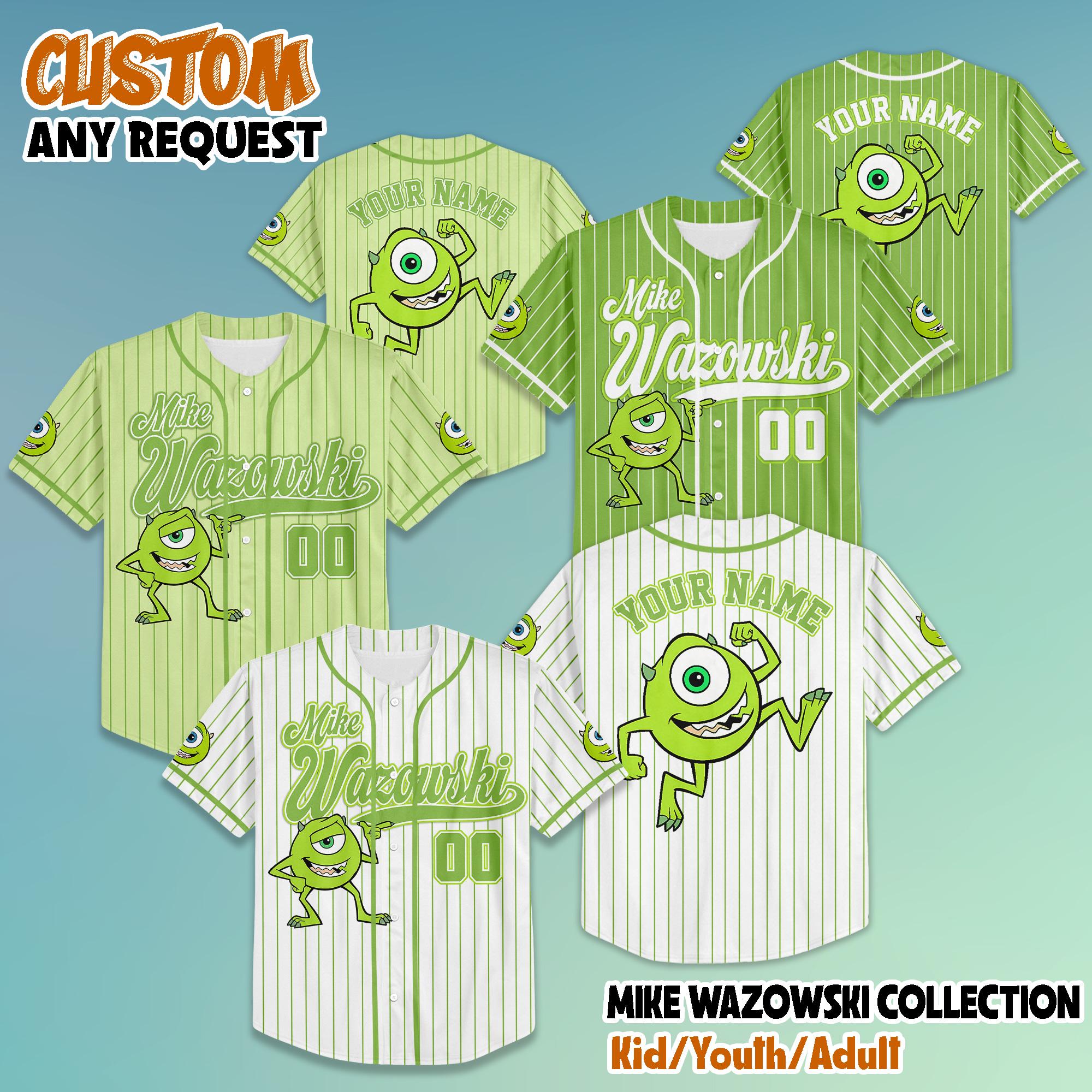 Discover Personalized Disney Mike Wazowski Collection Baseball Jersey, Custom Mike Wazowski Baseball Jersey, Monsters Inc Shirt, Magic Kingdom Shirt