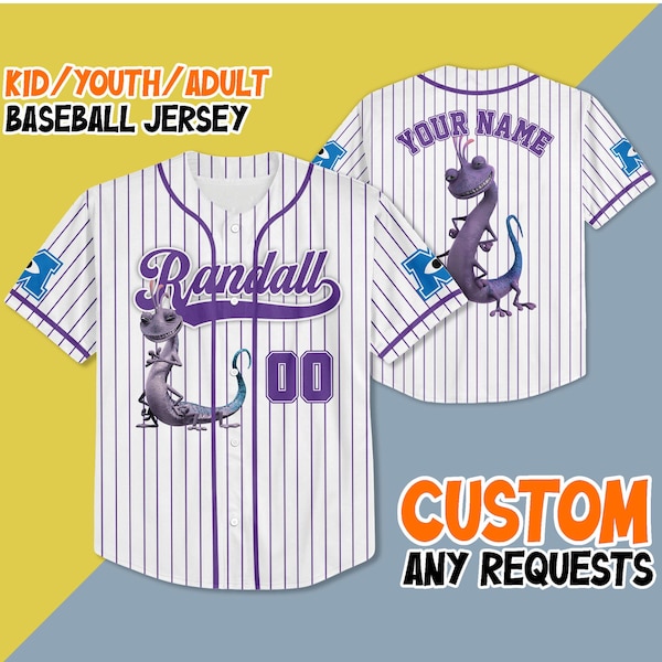 Personalized Monster Inc Randall Boggs Baseball Jersey,  Randall Boggs Jersey Shirt, Monster Inc Baseball Teams