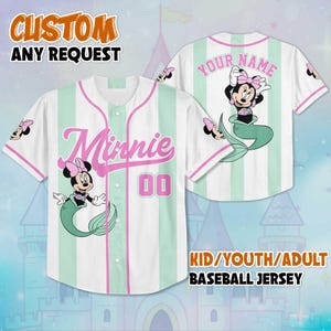 Personalized Minnie Mouse Summer Baseball, Disney Mickey and Friends Jersey, Gift For Fans Disney, Disneyland Baseball Team Outfit