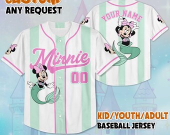 Personalized Minnie Mouse Summer Baseball, Disney Mickey and Friends Jersey, Gift For Fans Disney, Disneyland Baseball Team Outfit