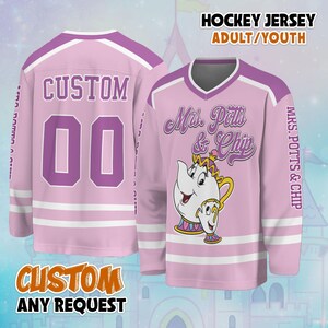 Personalized Mrs. Potts & Chip Hockey Jersey, Custom Beauty and the Beast Shirt,  Mother and Son Outfit, Cute Teacup Gift