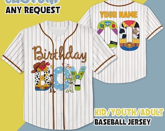 Personalized  Birthday Boy Baseball Jersey, Toy Story Birthday Baseball Jersey, Birthday Boy Jersey Shirt, Gift for Kids