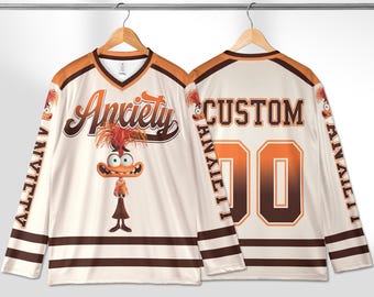 Personalized Anxiety Hockey Jersey, Custom In Inside Out 2 Hockey, Customizable Name and Number Jersey, Matching Family Outfit, Fan Gift