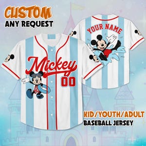 Personalized Mickey Mouse Summer Baseball, Custom Mickey and Friends Jersey, Gift For Fans Disney, Disneyland Baseball Team Outfit