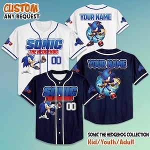 Camiseta de béisbol personalizada de Sonic The Hedgehog, camiseta de béisbol personalizada de cumpleaños de Sonic, camiseta de Sonic The Hedgehog