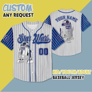 Personalized Star Wars Astromech Droid R2-D2 Baseball Jersey, Custom Star Wars Jersey Shirt, Disney Star Wars Baseball Team Outfit