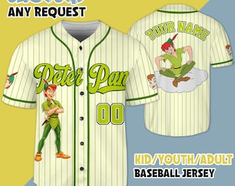 Personalized Disney Peter Pan Baseball Jersey, Custom Piglet Jersey Shirt, Disney Jersey,  Gift For Baseball Fan Disney Princess Matching