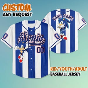 Personalized Sonic Baseball Jersey, Custom The Hedgehog Sonic Jersey Shirt, Sonic Birthday Gift, The Hedgehog Baseball Team Outfit