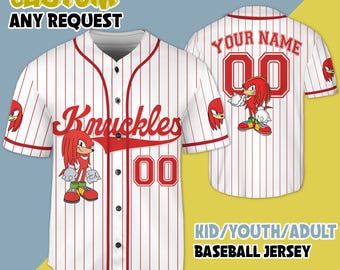 Personalized The Hedgehog Knuckles Baseball Jersey, Knuckles Baseball Jersey, Sonic Party Jersey, Sonic Birthday Gift