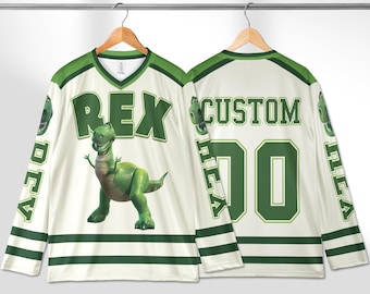 Personalized Rex Hockey Jersey, Custom Toy Story Shirt, Rex  Sports Outfit, Matching Family Tee, Disney Fan Gift