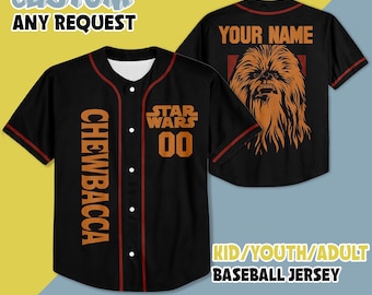Personalized Star Wars Chewbacca Baseball Jersey, Disney Star Wars Baseball Jersey, Disney Jersey Shirt, Gift for Kids