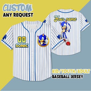 Camiseta de béisbol personalizada de Sonic, camiseta de béisbol personalizada de Sonic The Hedgehog, camiseta de Sonic The Hedgehog.