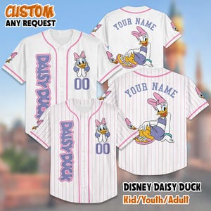 Personalisierte Disney Daisy Duck Sammlung Baseball Jersey, Benutzerdefinierte Daisy Duck Jersey Shirt, Geburtstagsgeschenk, Disneyland Baseball Team Outfit