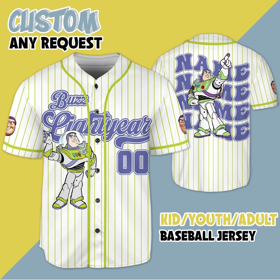 Personalized Toy Story Buzz Lightyear Baseball Jersey, Custom Disney ...