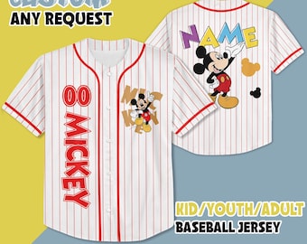 Personalized Disney Mickey Mouse Baseball, Custom Mickey and Friends Jersey, Gift For Fans Disney, Disneyland Baseball Team Outfit