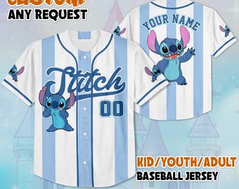 Personalized Stitch Disney Baseball Jersey, Disney Birthday Gift For Baseball Fans, Stitch & Lilo Baseball Team Outfit, Disney Vacation Trip