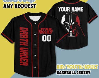 Personalized Star Wars Darth Vader Baseball Jersey, Disney Star Wars Baseball Jersey, Disney Jersey Shirt, Gift for Kids Youth Adult