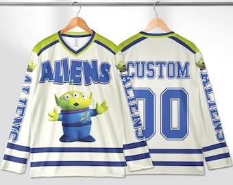 Personalized Aliens Hockey Jersey, Custom Toy Story Shirt, Little Green Men Disney Outfit, Matching Family Tee, Disney Fan Gift