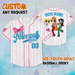Personalized Coquette Bow The Powerpuff Girls Baseball Jersey, Custom The Powerpuff Girls Jersey Shirt, Disney Shirt, Magic Kingdom Shirt