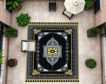 Alfombra Vintage, Alfombra Colorida, Alfombra Terraza, Alfombra Balcón, Alfombra Diseño Vintage, Alfombra Abstracta, Alfombra Impresión Digital, Antideslizante, Lavable