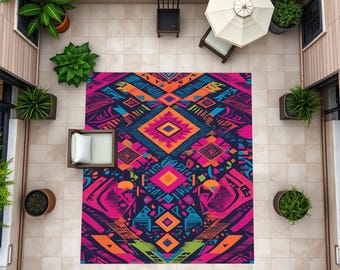 Alfombra para terraza, balcón, diseño vintage, impresión digital, antideslizante, lavable.