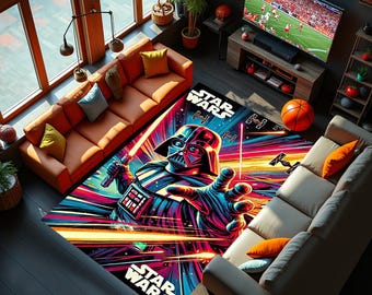 Alfombra de Star Wars, alfombra decorativa de Star Wars, alfombra para sala de juegos, alfombras para cine, decoración de salón, alfombras para sala de estar, alfombra decorativa para el hogar, lavable, antideslizante