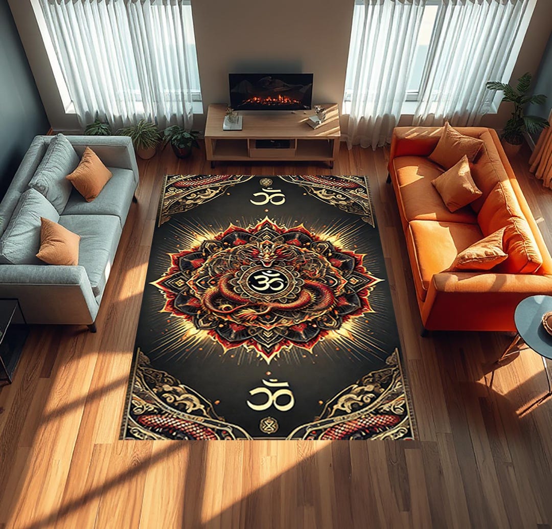 Aum (om) Symbol Rug, Colorful Desing Carpet, Yoga Rug, Spiritual Art ...