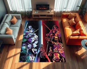 Alfombra de Star Wars, alfombra decorativa de Star Wars, alfombra para sala de juegos, alfombras para cine, decoración de salón, alfombras para sala de estar, alfombra decorativa para el hogar, lavable, antideslizante