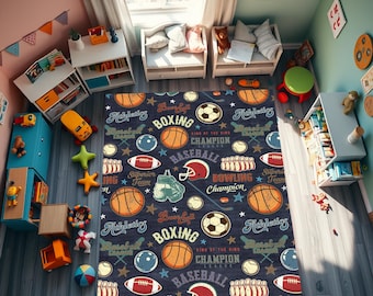 Alfombra deportiva, alfombra de pelotas deportivas, alfombra de béisbol, alfombra de fútbol, alfombra de baloncesto, alfombra de pelotas, alfombras para habitación infantil, alfombra para sala deportiva, alfombra de fútbol, antideslizante
