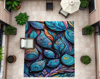 Alfombra floral, alfombra con estampado de flores, alfombra floral para terraza, alfombra para terraza, alfombra para balcón, alfombra colorida, alfombra vintage, antideslizante, lavable