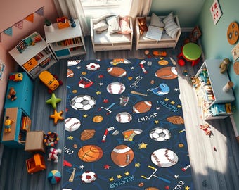 Alfombra deportiva, alfombra de pelotas deportivas, alfombra de béisbol, alfombra de fútbol, alfombra de baloncesto, alfombra de pelotas, alfombras para habitación infantil, alfombra para sala deportiva, alfombra de fútbol, antideslizante
