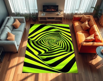 Optical Illusion, Illusion Rug, Vortex Illusion Rug, Abstract Rug, Salon Decor,Rugs For Living Room,Colorful Carpet,Home Decor Rug, Non Slip